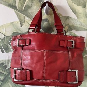 Michael Korda Vintage red leather buckle handbag